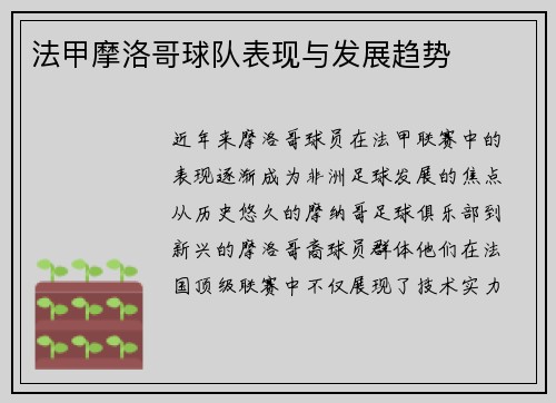 法甲摩洛哥球队表现与发展趋势